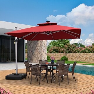 PURPLE LEAF 10 ft Square Outdoor Umbrellas With Lights