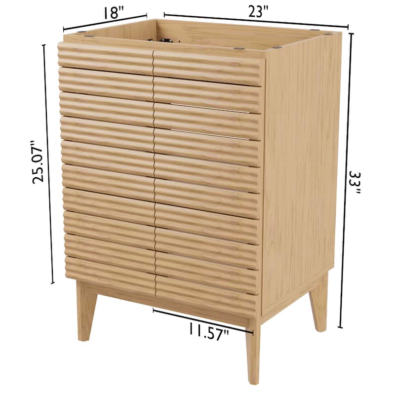 Javer Thin Linear Slat Modern Farmhouse 2-Shelf Bath Vanity Cabinet Only (Sink Basin not Included), by JONATHAN Y