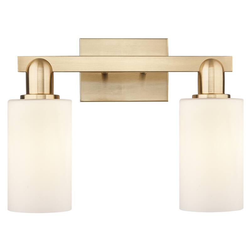 Innovations Lighting 716-2W-11-15 Clymer Vanity Clymer 2 Light 15" - Champagne Bronze / Matte White