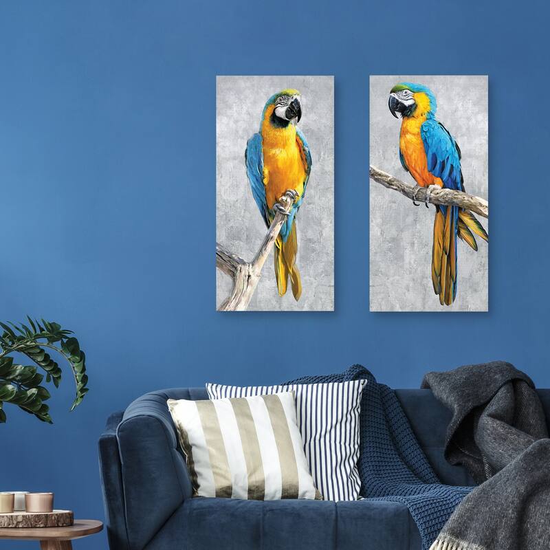 Tropical Parrots-I, Tropical Parrots-II by Studio Arts Canvas Art Prints