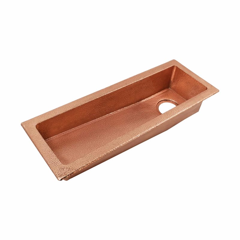 Rio Chico Hand Hammered Copper Trough Universal Mount Bar/ Prep Sink