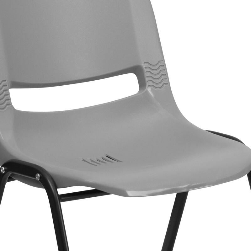 5 Pack 880 lb. Capacity Ergonomic Shell Stack Chair with Metal Frame - 23.5"D x 19.25"W x 32"H