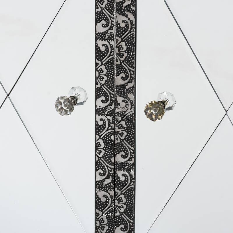 Wycliff Glam Silver Finished Metal & Mirrored Glass Sideboard/ Buffet