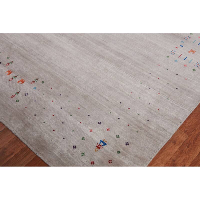 Gabbeh Indian Area Rug Handmade Beige Wool Carpet - 9'0" x 11'5"