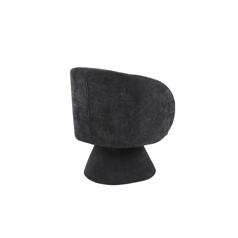Swivel Round Barrel Chair in Fabric with Curved Backrest and Thick Padded Seat