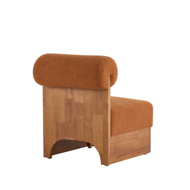Modern Boucle Lounge Chair with Solid Wood Frame and Rolled Backrest, Soft and Durable Boucle Upholstery