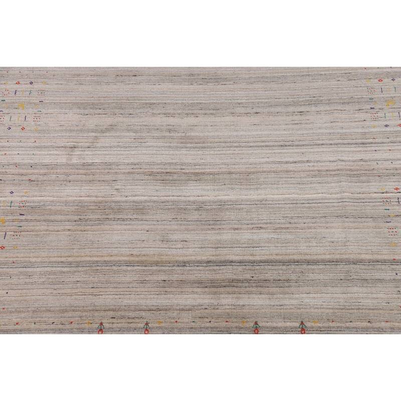 Earth Tone Gabbeh Square Area Rug Hand-Knotted Oriental Wool Carpet - 7'10" X 8'0"