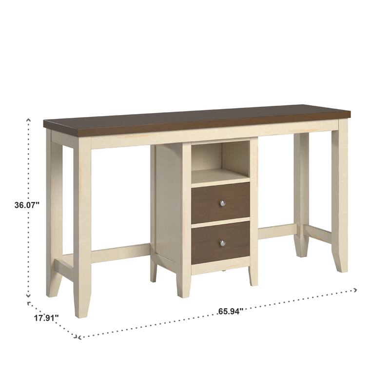 Gordes Dual-tone Farmhouse Counter Height Dining Table with Storage Unit by iNSPIRE Q Classic - Creamy Off White