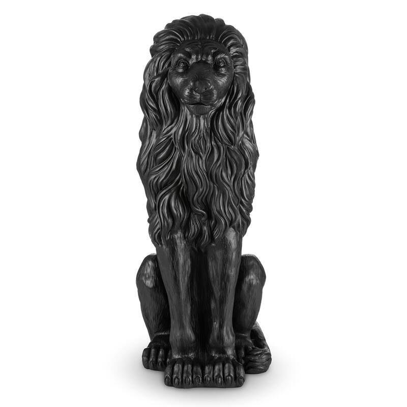Glitzhome 36.25"H Oversized MGO Bronze/White/Black Sitting Lion Garden Statue