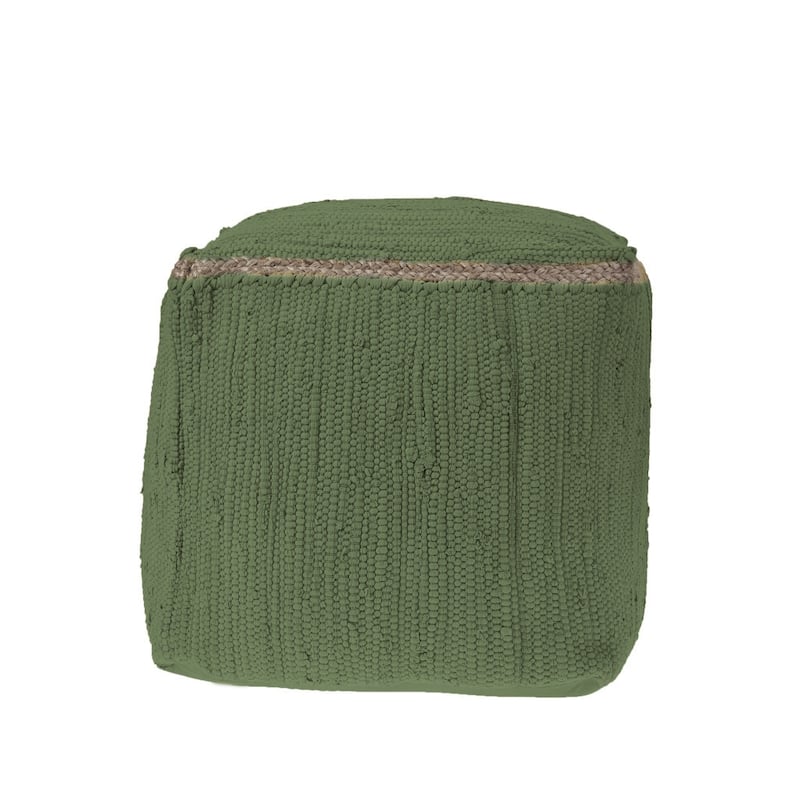 HomeRoots 18" Dark Gray And Natural Cotton And Jute Cube Pouf Ottoman