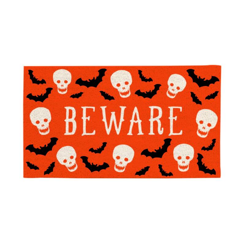 16 in. x 28 in. PVC Halloween Be Ware Door Mat