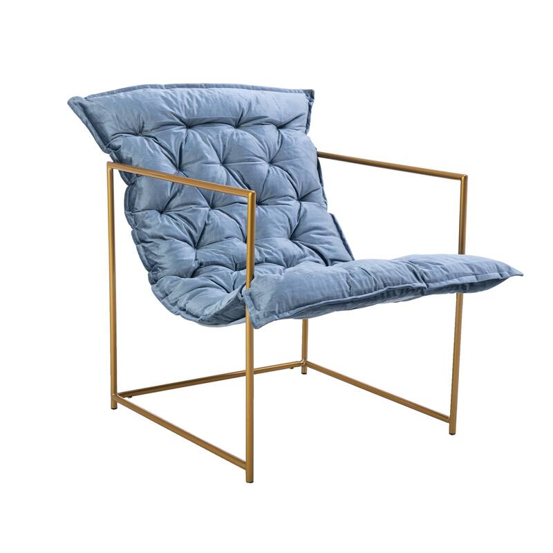 Italy shine velvet Upholstered Tufted Armchair With Golden Legs