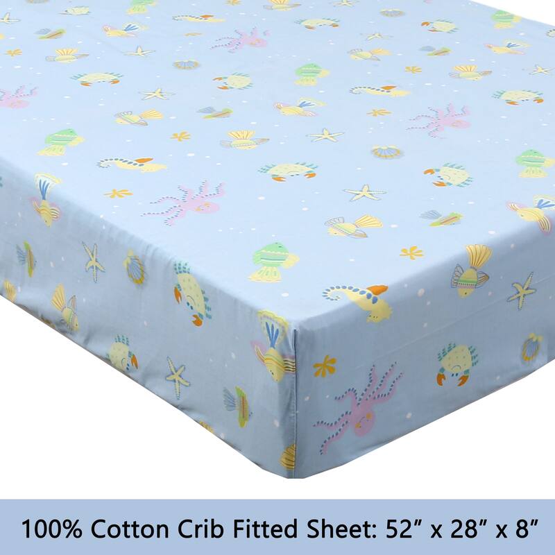 3-Piece Cotton Toddler Sheet Set for Kids Boys & Girls (Animals, Fish, Sports, Floral)