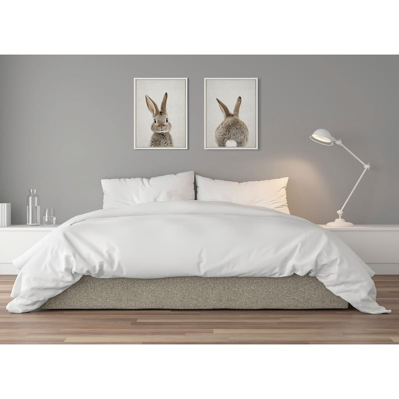 Kate and Laurel Sylvie Bunny And Tail Framed Canvas By Amy Peterson