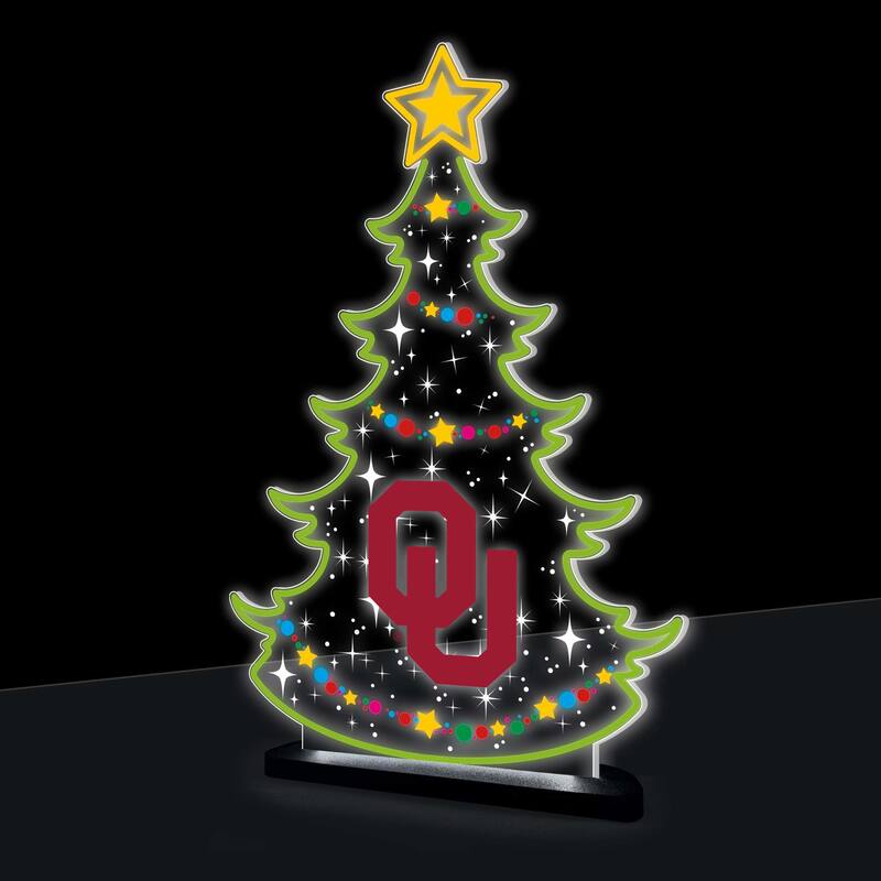 10" LED Tabletop Christmas Tree Desklite Sign, University of Oklahoma