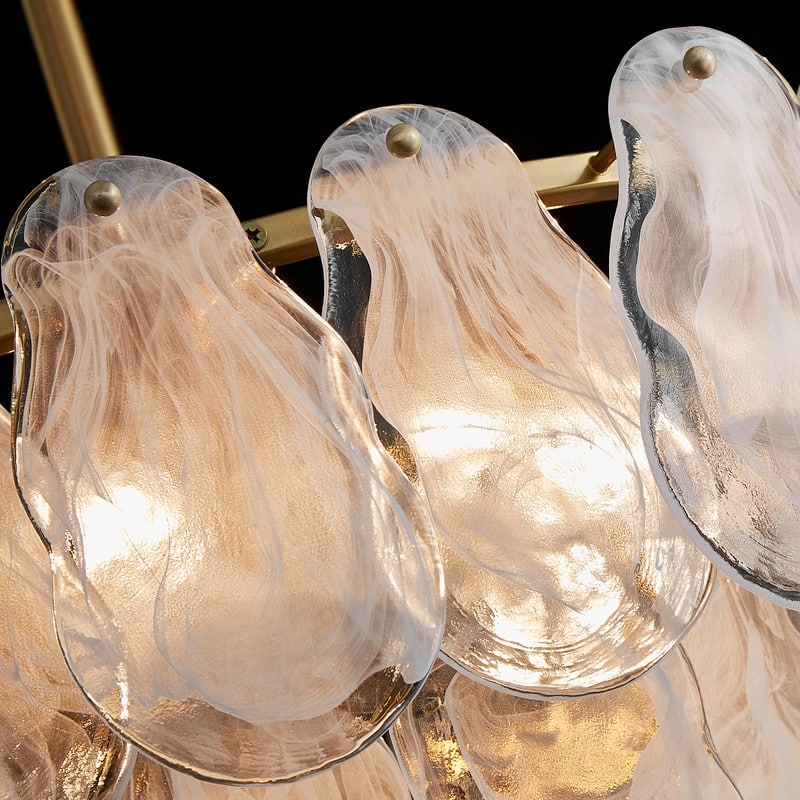 Modern Gold Cloud Glass Chandelier, 23.6" 3-Tier Round Crystal Pendant Light, 9-Light Luxury Ceiling Fixture for Dining Room