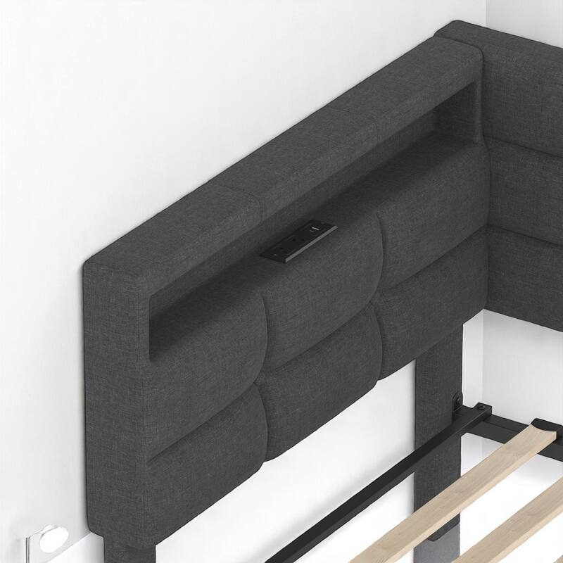 Modern Twin Daybed with Built-in Charging Station, LED Headboard Lights, and Storage Drawers