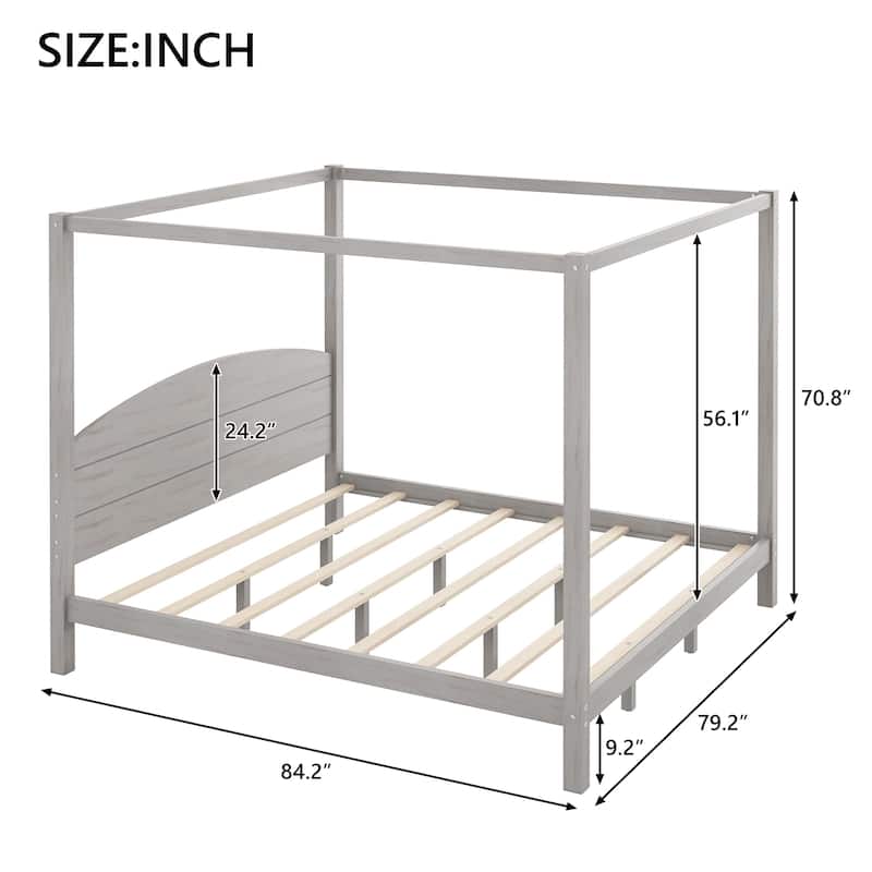 Canopy Platform Bed with Headboard and Footboard,With Slat Support Leg