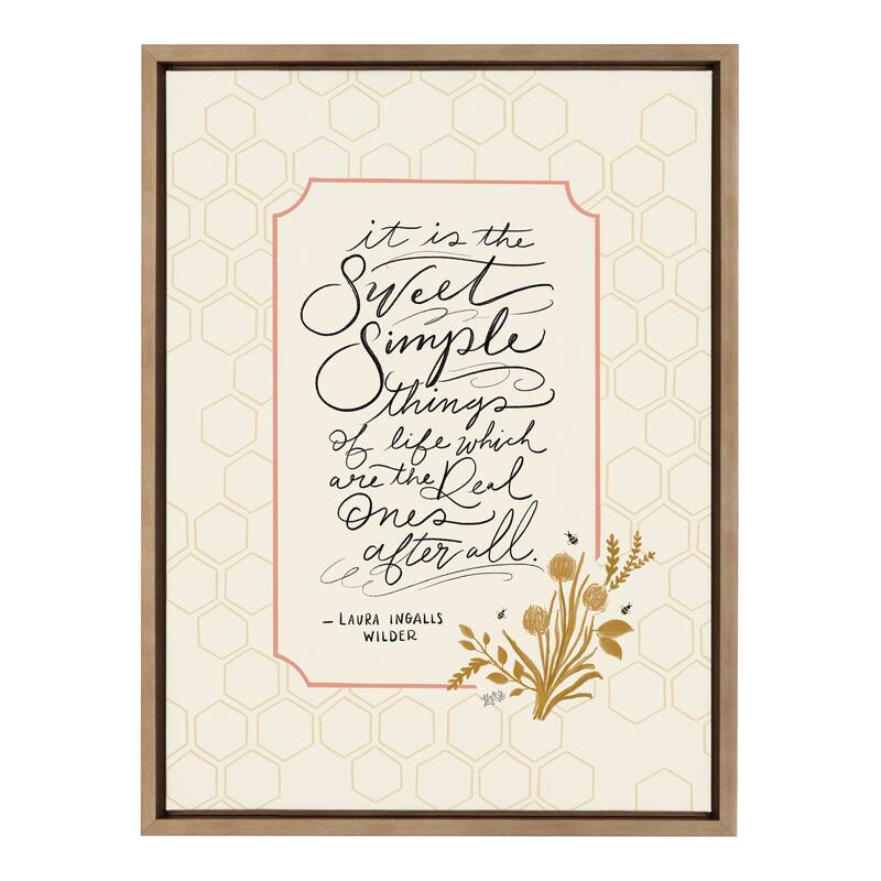 Kate and Laurel Sylvie Sweet Simple Things Framed Canvas by Valerie McKeehan of Lily and Val - Gold - 18x24 - Plastic - Gold