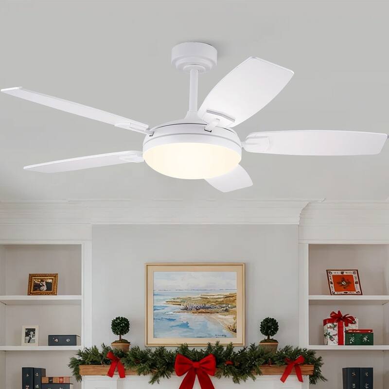 52" Downrod Ceiling Fan with Light, Modern LED Ceiling Fan,Remote and APP Control,Quiet DC Motor,sloped ceiling compatiable
