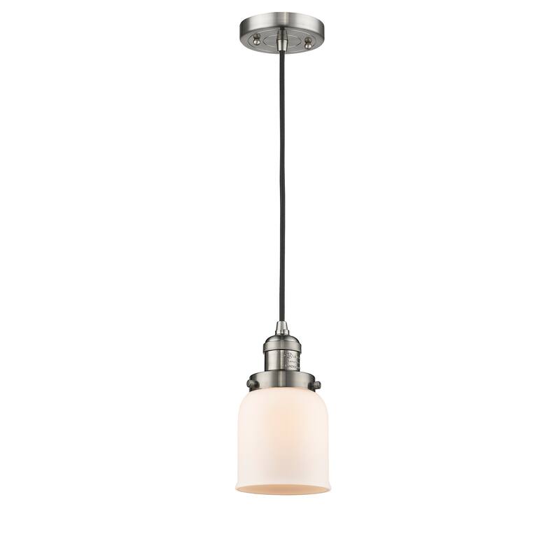 Innovations Lighting Franklin Restoration Bell - 1 Light 5" Cord Hung Mini Pendant - Matte White/Brushed Satin Nickel