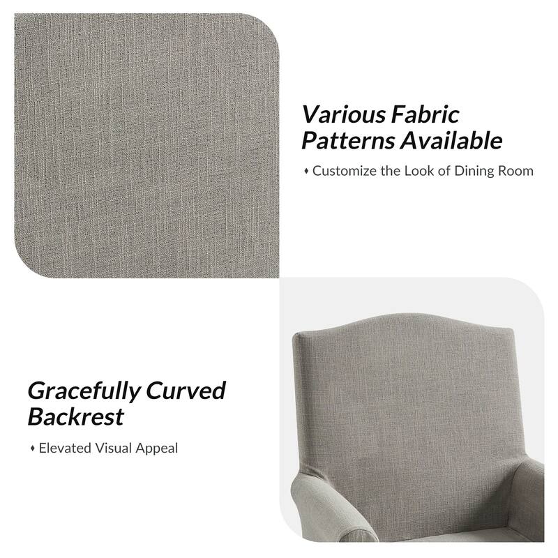 Alethea Upholstered Slipcover Arm Dining Chair with Soild Wood Legs Set of 4 by HULALA HOME