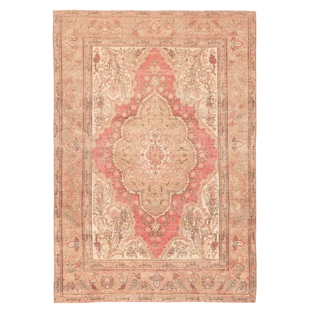 ECARPETGALLERY Hand-knotted Antalya Vintage Light Red Wool Rug - 6'4 x 9'0