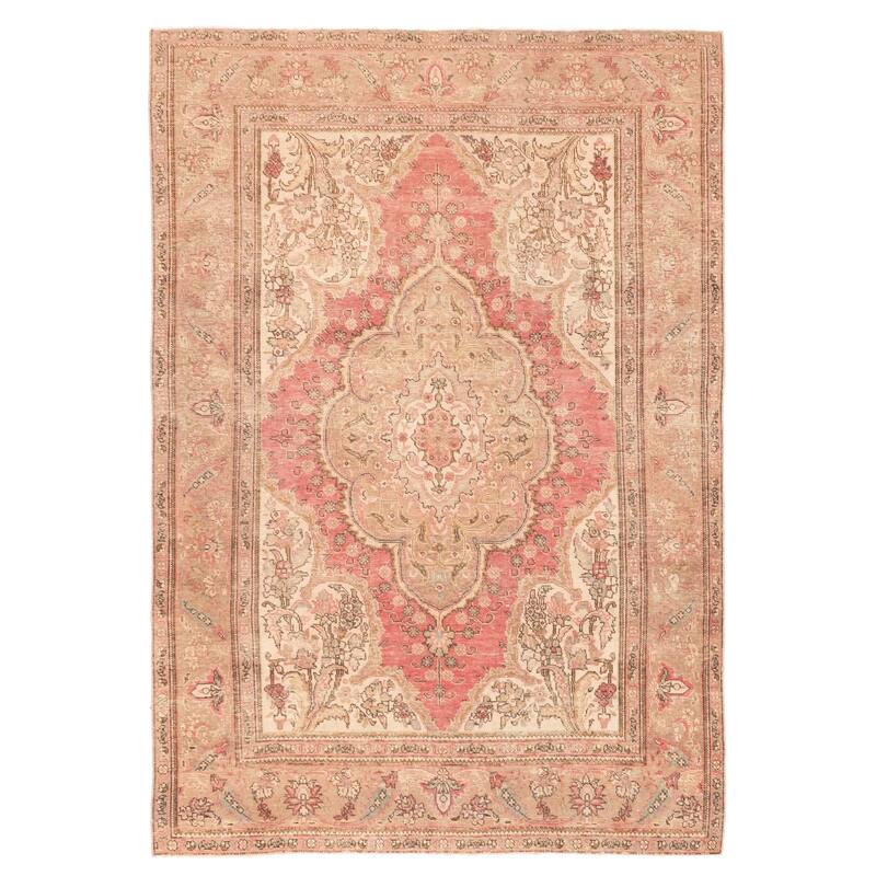 ECARPETGALLERY Hand-knotted Antalya Vintage Light Red Wool Rug - 6'4 x 9'0