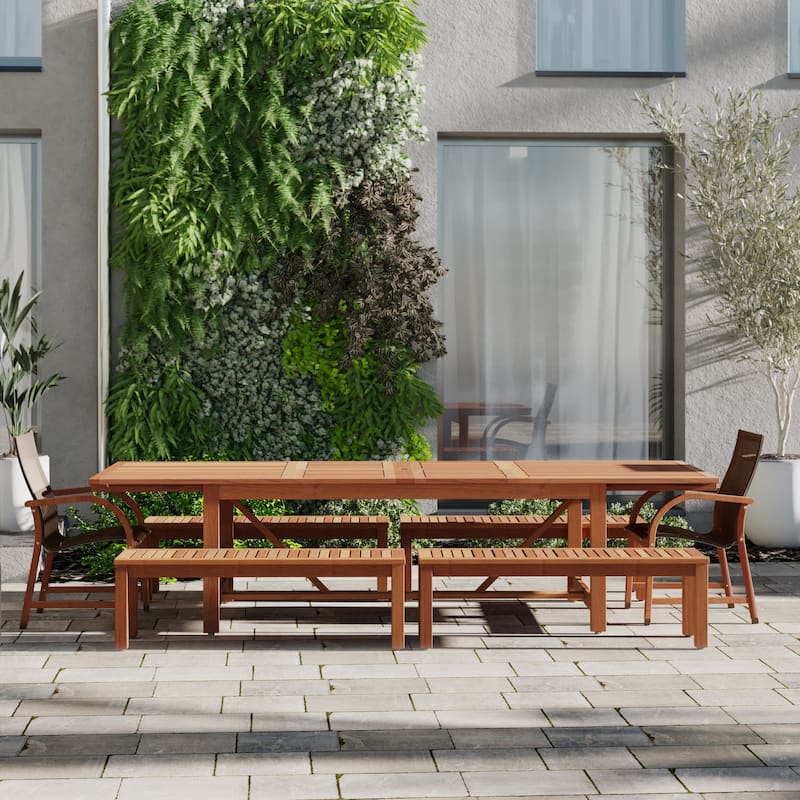 Amazonia 7pc FSC Certified Wood Danker Oudoor Patio Dining Set - Seats 10 - Brown