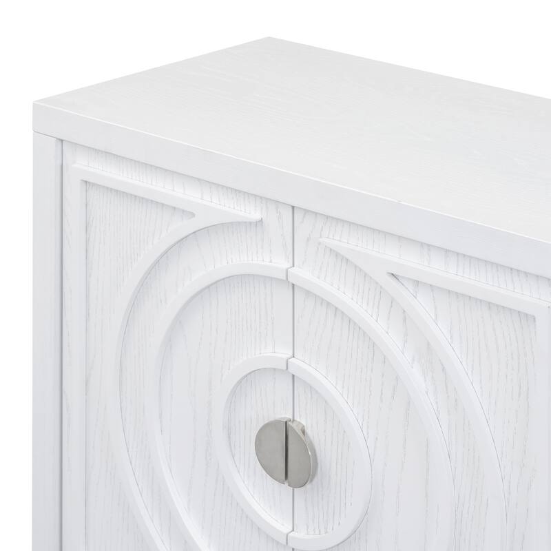 Distressed Finish Sideboard with 4 Doors & Ample Storage for Dining Room or Entryway Organization