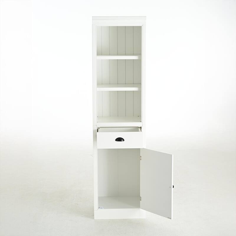 75" Wood Display Shelf with Drawer, Freestanding Book Display Cabinet Curio Storage Cabinet for Living Room, Office
