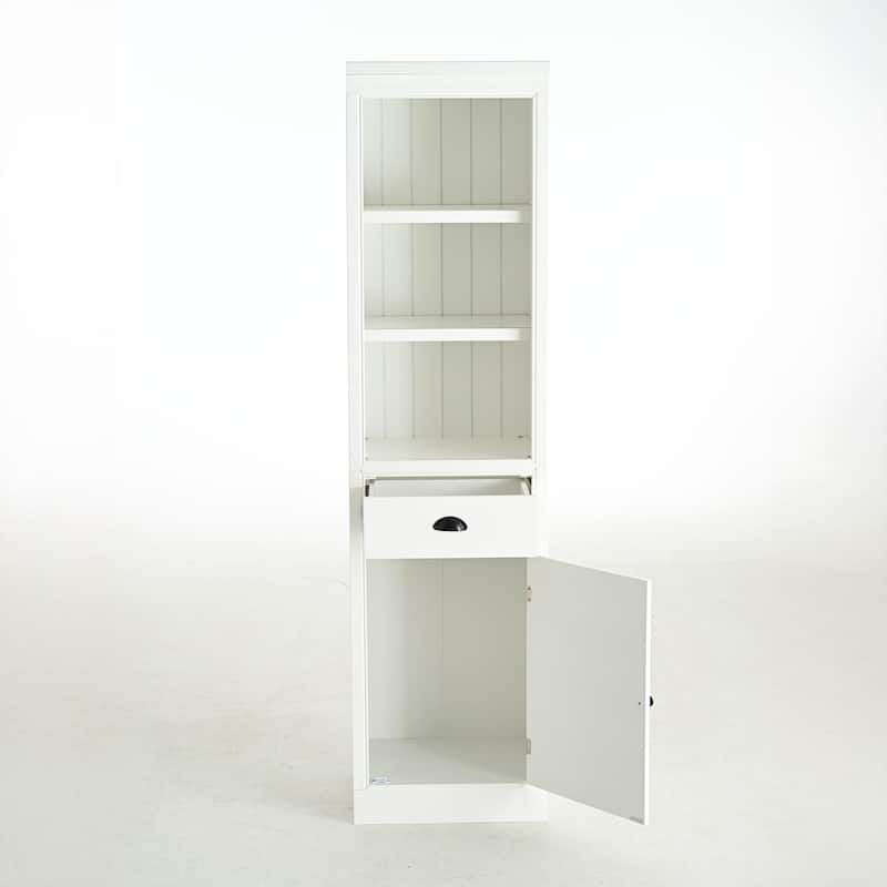 75'' Tall Display Shelf with Cabinet, Retro Style cabinet for Hallways Living Room, Kitchen, Home, Studio or Workspace - White