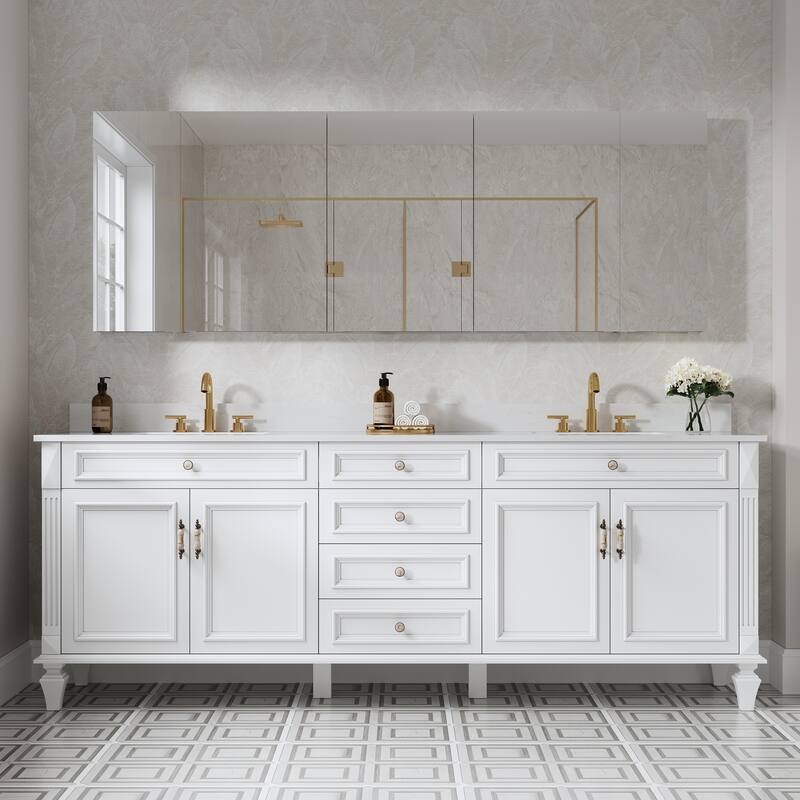 Bath 30'H Recessed or Surface Wall Mount Medicine Cabinet With Adjustable Glass Shelves