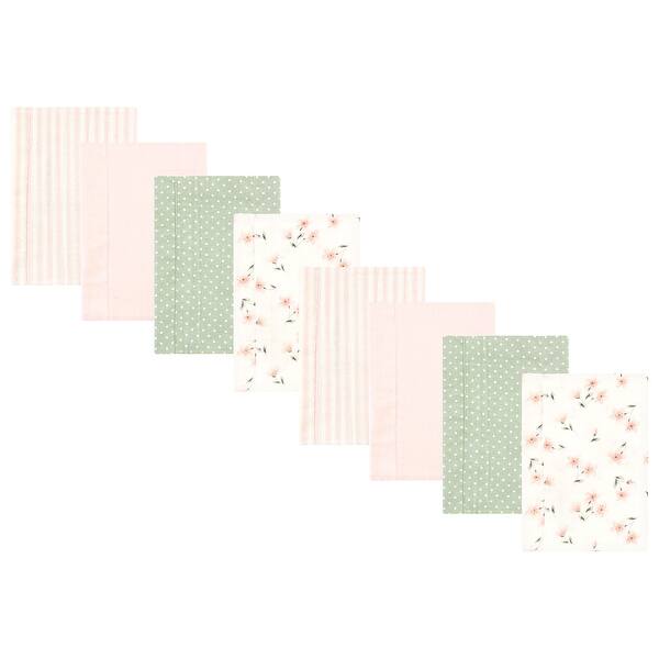 slide 1 of 1, Hudson Baby Girls Cotton Poly Flannel Burp Cloths 8-Pack, Pink Dainty Floral, One Size - Pink Dainty Floral 8-Pack - One Size One Size - Pink Dainty Floral 8-Pack