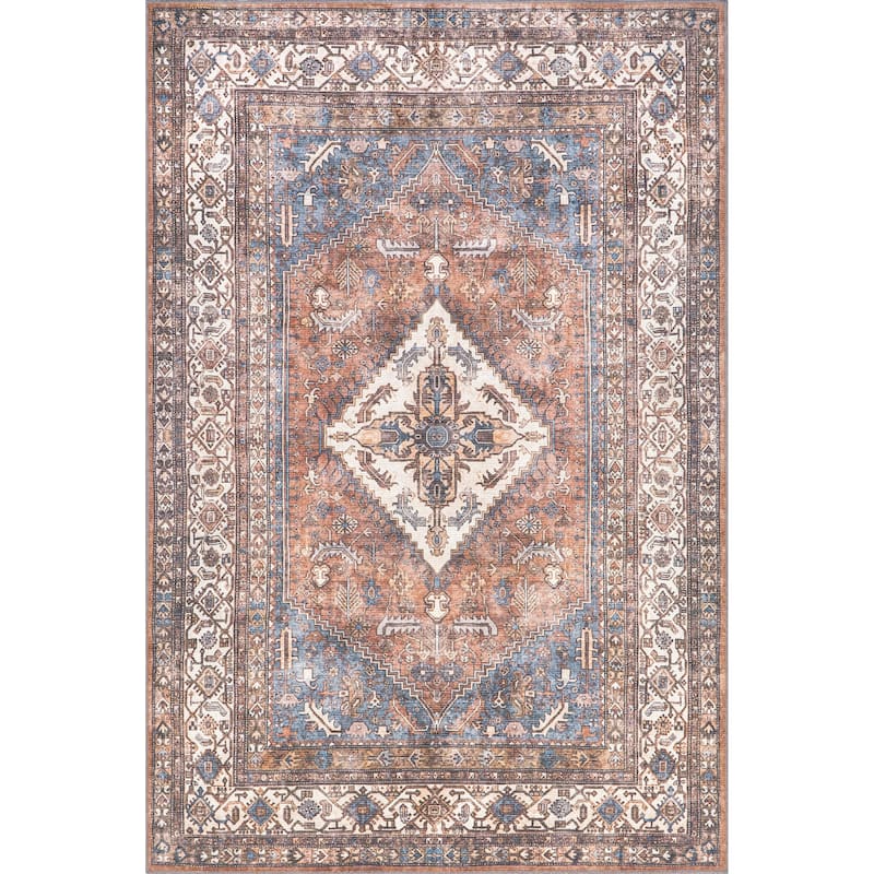 Nuloom Tindra SpinClean Persian Medallion Machine Washable Area Rug