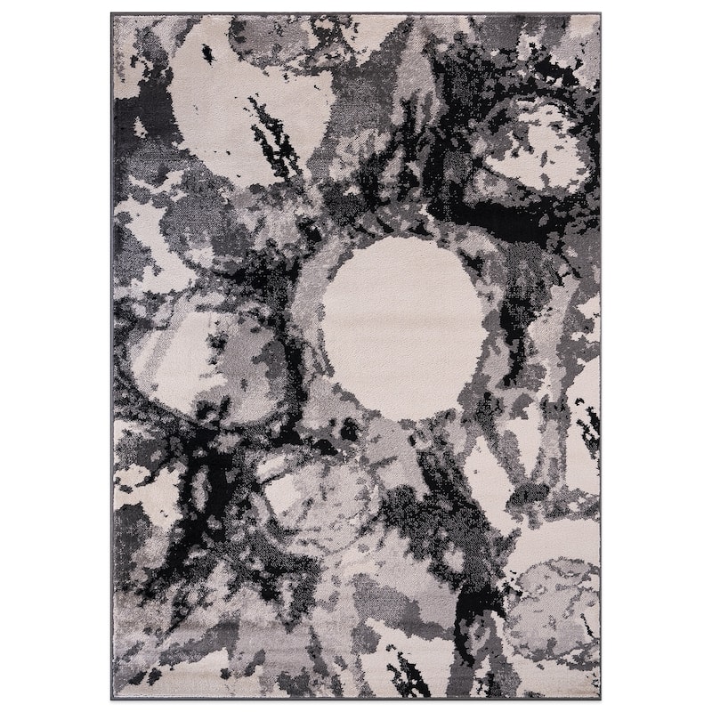 World Rug Gallery Contemporary Abstract Circles Black Area Rug