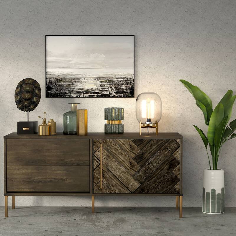 Carson Carrington Sagen Glass and Brass Table Lamp