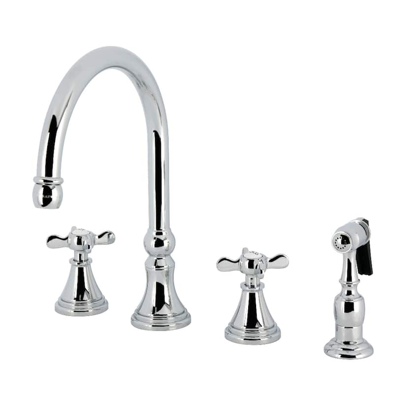 Kingston Brass Essex Double-Handle Wall-Mount Pre-Rinse Bridge Kitchen Faucet - Polished Chrome