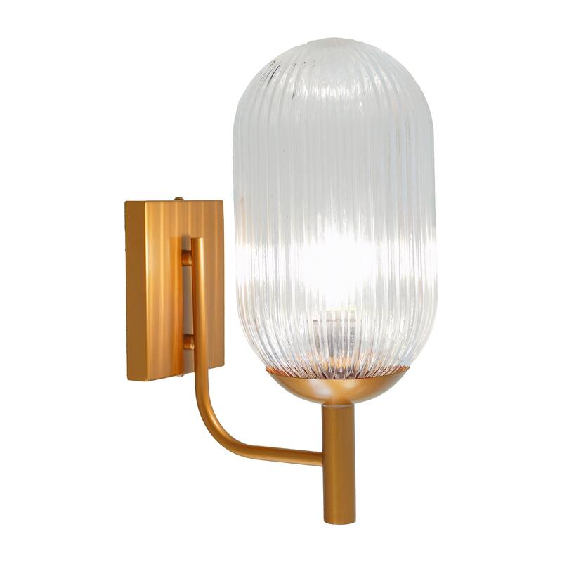 Sunny Ribbed Glass Wall Sconce with Brushed Bronze Base