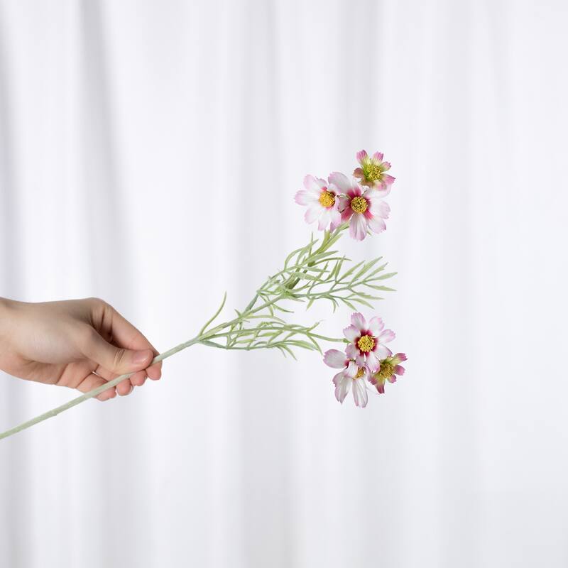 Silk Decorative Artificial Starry Sky Cosmos(Pack of 1 Branch) - Pinkish White