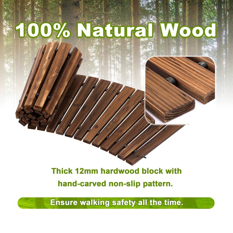 ​​COSIEST Roll-Out Cedar Garden Pathway with 6FT 8FT 12FT