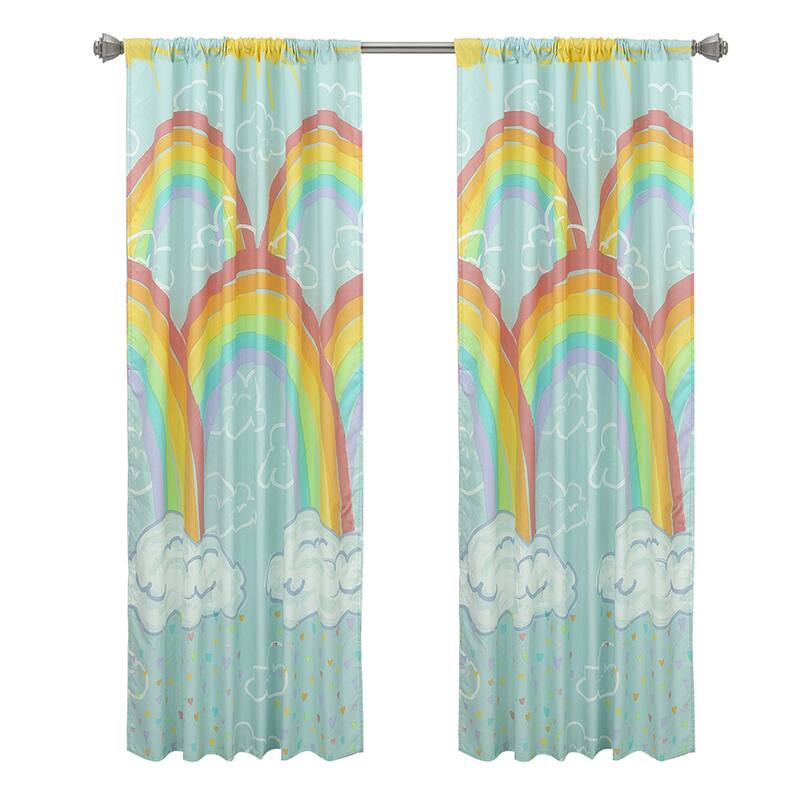 Kidz Mix Rainbow Clouds Window Panel Pair