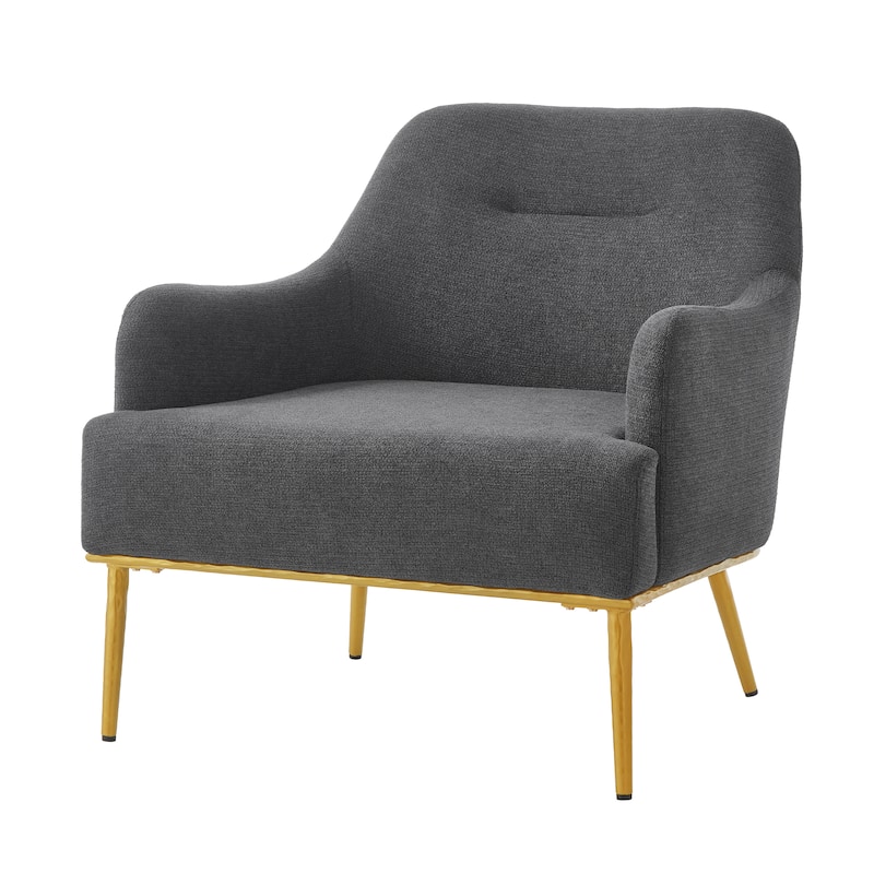Modern Accent Chair Upholstered Armchair Single Sofa Chair with Curved Backrest and Gold Metal Legs for Living Room