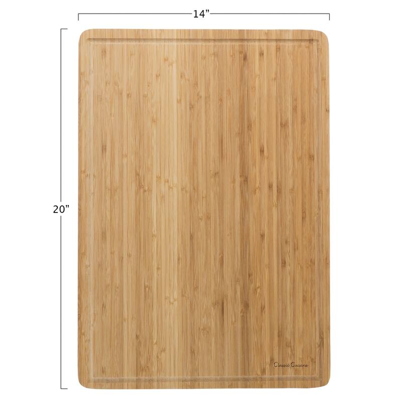 Extra-Large Bamboo Cutting Board - Eco-Friendly Thick Chopping and Serving Board by Classic Cuisine (Light Brown)