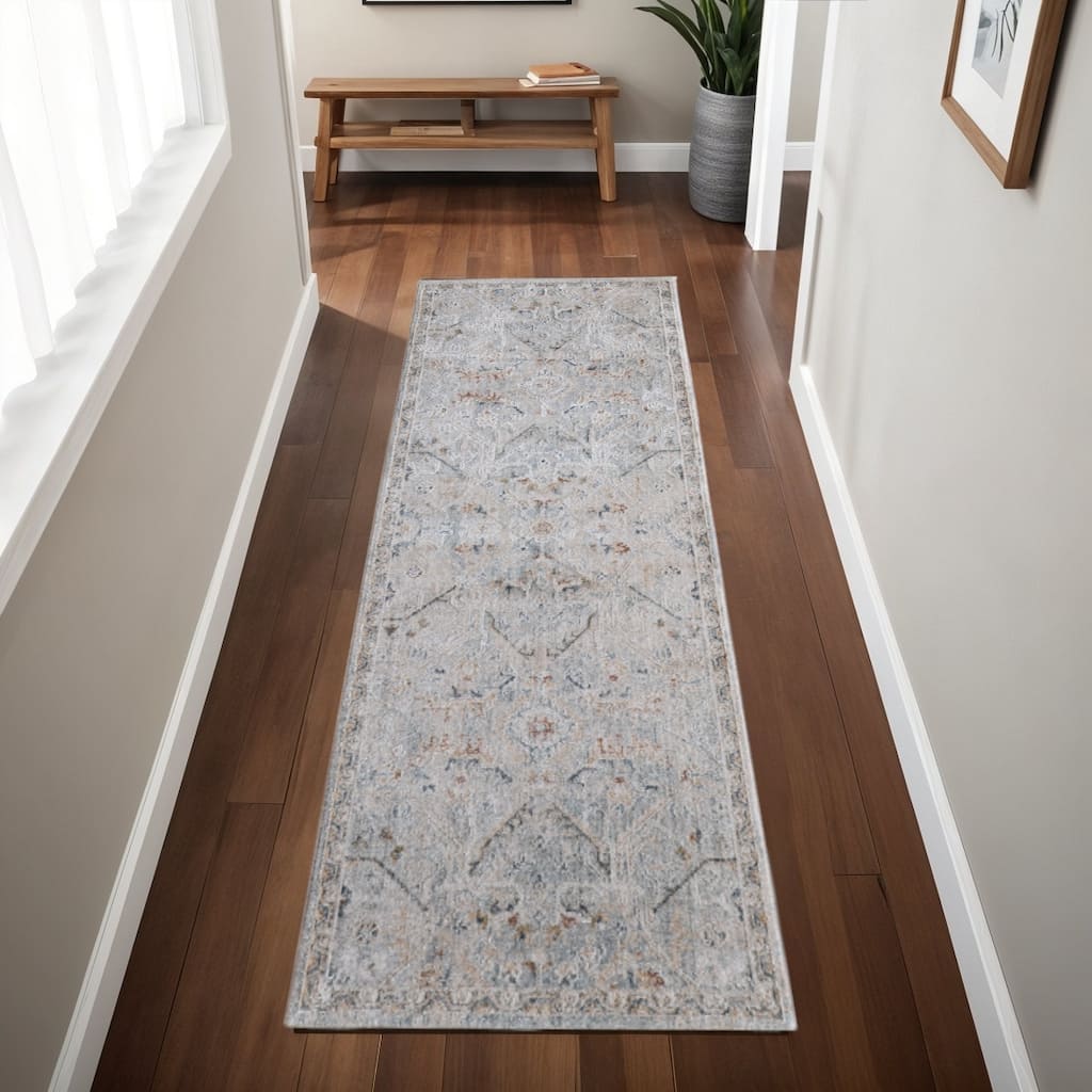 HomeRoots Abstract Bohemian Runner Area Rug - 87.00 in. x 30.00 in. x 0.43 in.