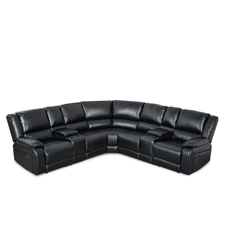 108" W Modern Contemporary Faux Leather 7 Piece Sectional Recliners