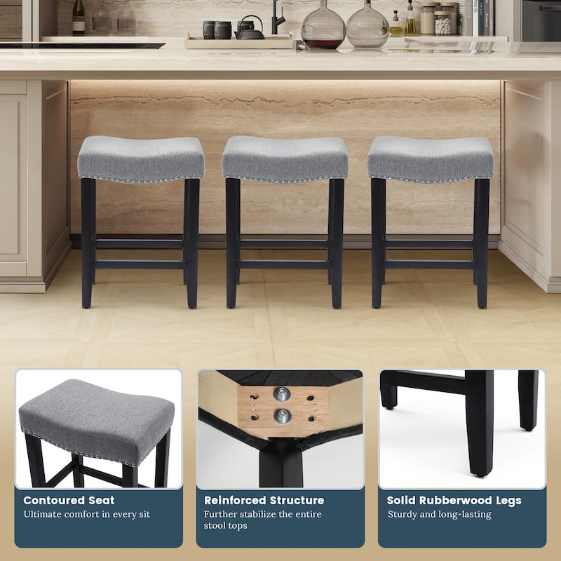 Jameson Upholstered Polyester Black 24 Inch Counter Stool