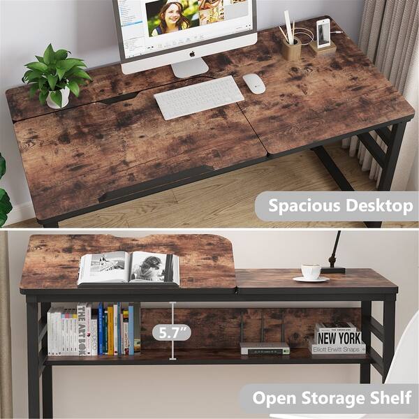 Large Computer Desk With Storage Shelf Drafting Table Craft Drawing Desk Overstock