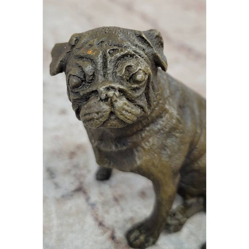 Pug Dog Bronze Miniature Statue Sculpture Figure Original Art 4 Inches X 4 Inches