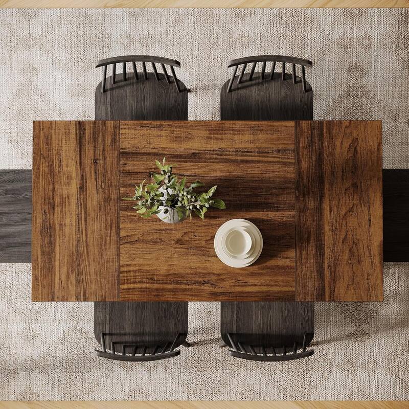 55-Inch Dining Table for 4-6, Rectangular Dining Room Table with Sturdy Legs